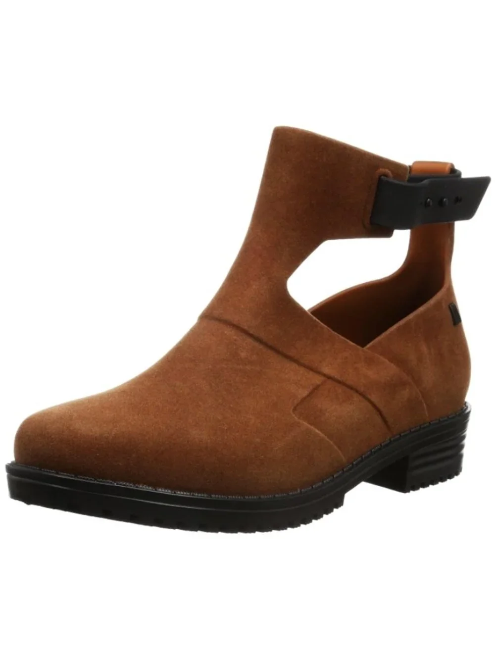 Melissa Antares II Boots Brown Low Cut-Out Suede Buckles Ankle Flat Booties 7